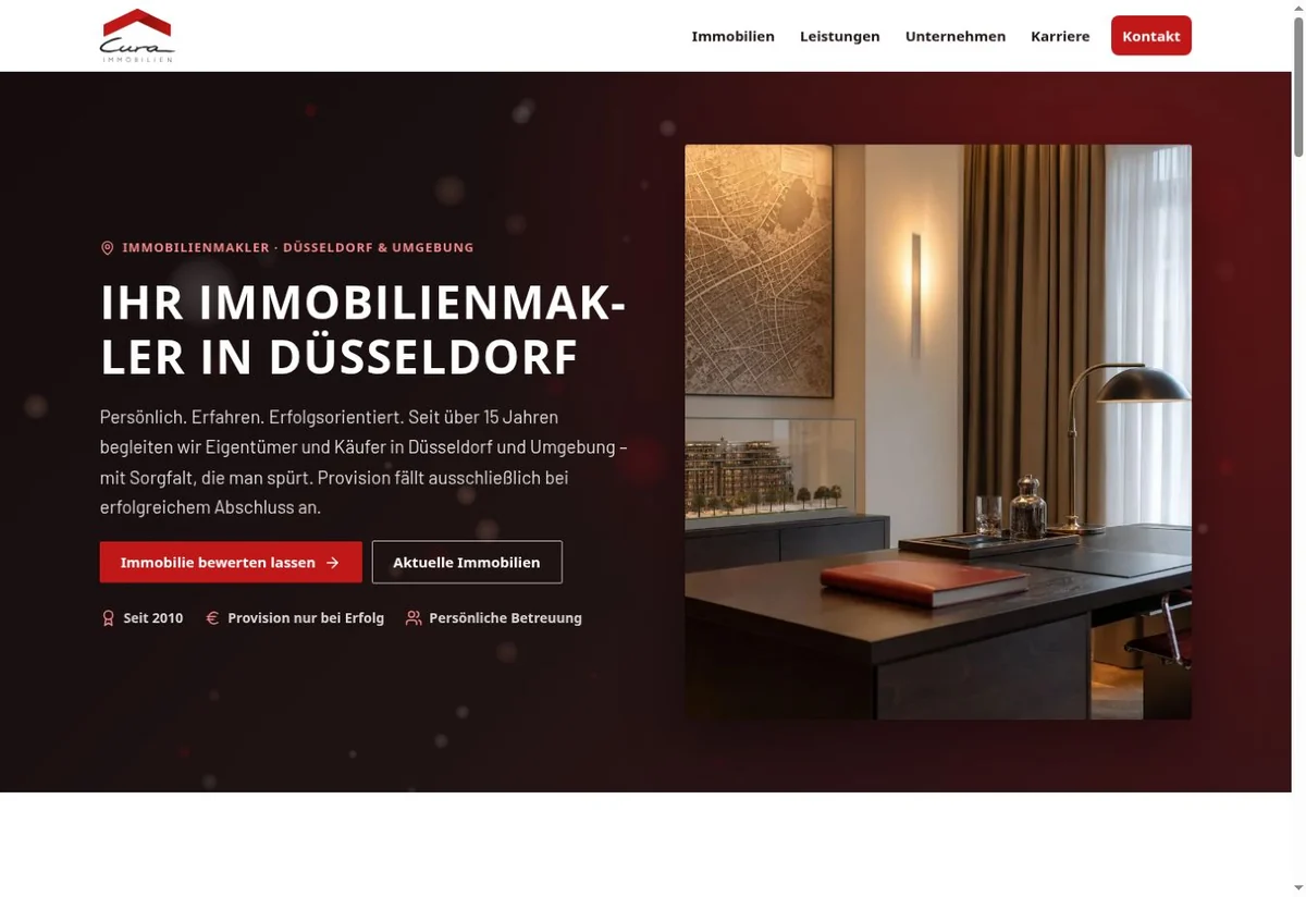 Website-Screenshot: Cura Immobilien