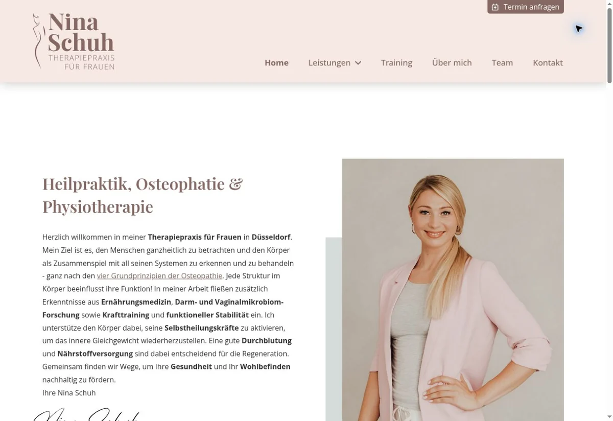 Website-Screenshot: Frauenpraxis Nina Schuh