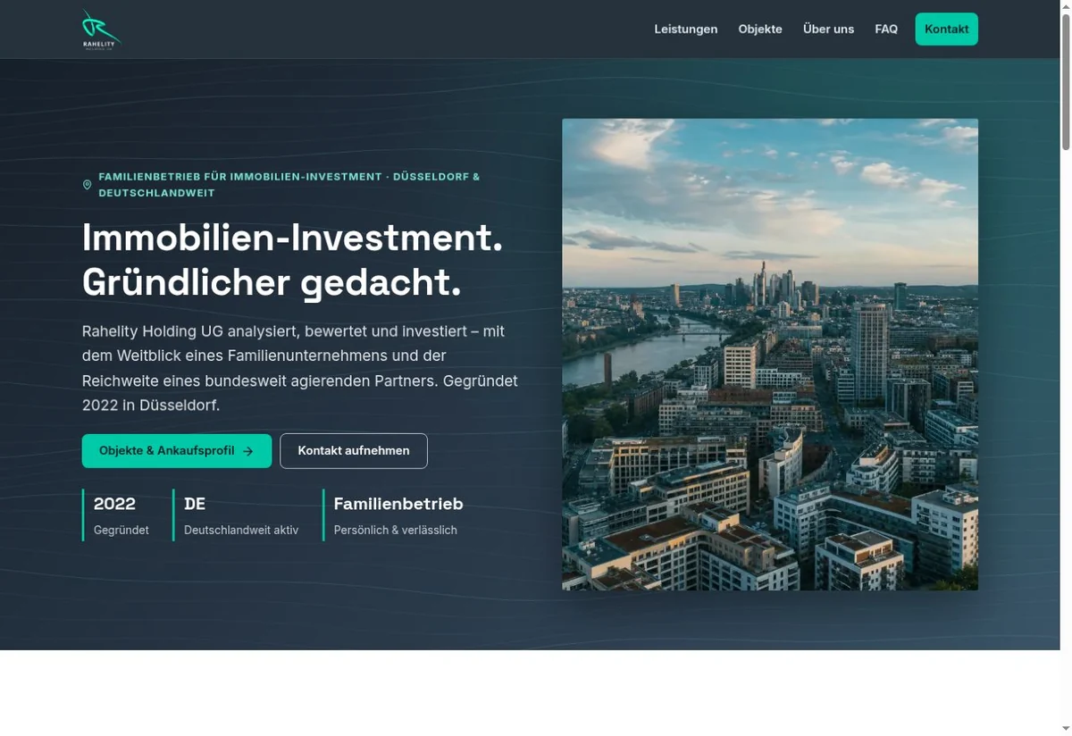 Website-Screenshot: Rahelity Holding